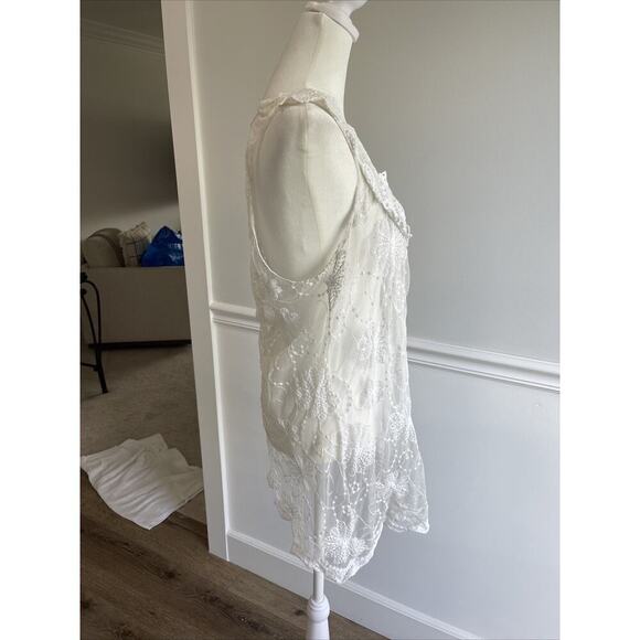 Wet Seal Y2K Lace Flowy Mesh Tank Top Tunic Dress Cover Up Sz M Fairy Whimsy VTG - Picture 2 of 7